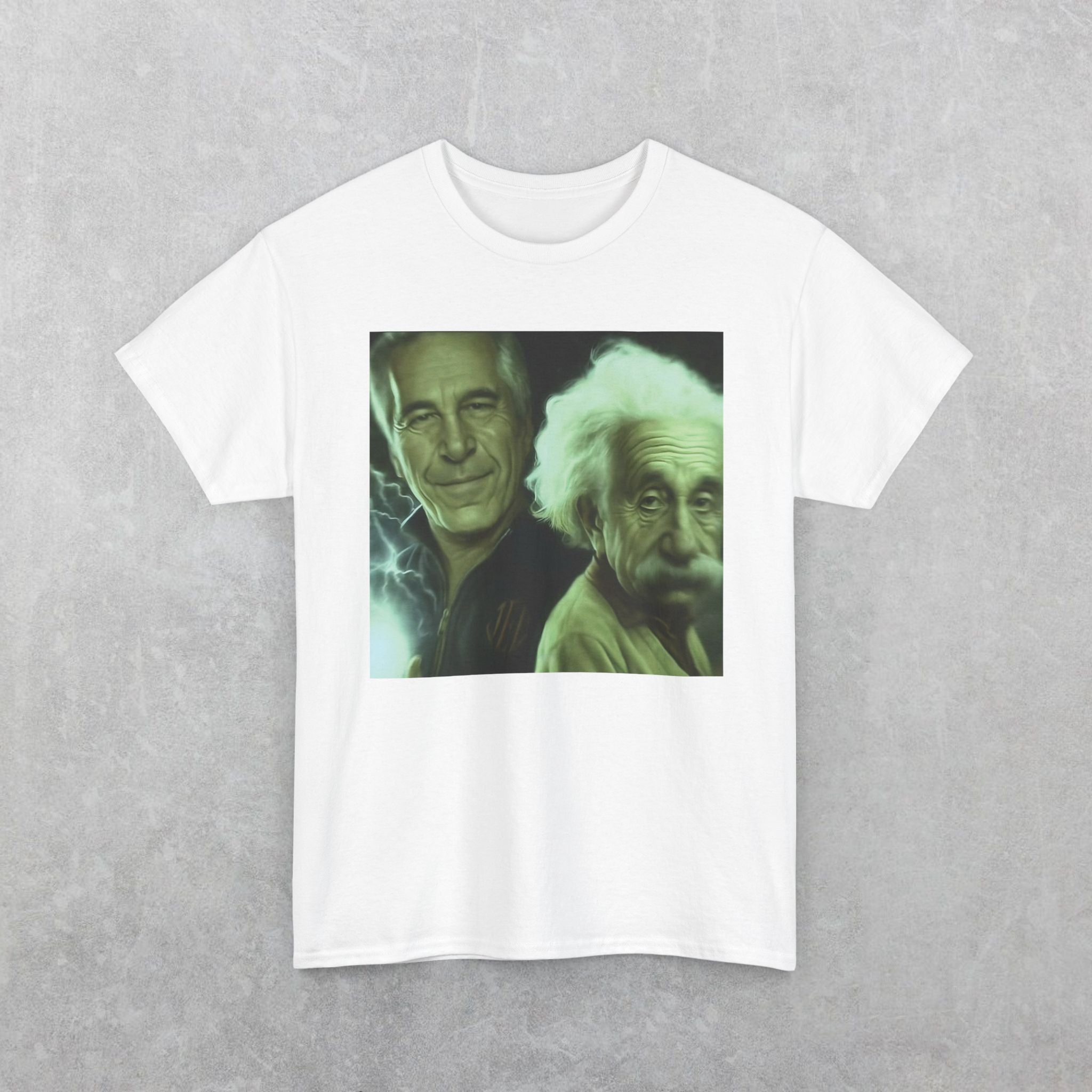 The Steins, Epstein & Einstein Unisex Heavy Cotton Tee, Funny Joke, Epstein Island, Genius, Epstein Island, Albert Einstein Tee
