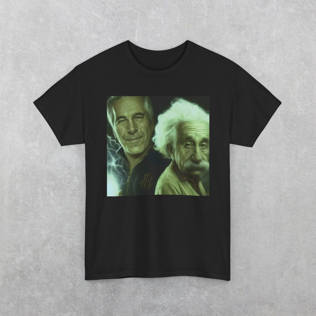 The Steins, Epstein & Einstein Unisex Heavy Cotton Tee, Funny Joke, Epstein Island, Genius, Epstein Island, Albert Einstein Tee